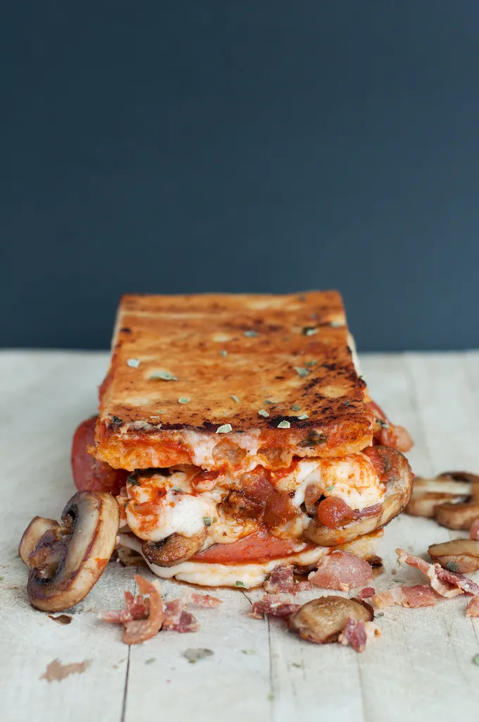 Canadian Bacon Pizza Grilled Cheese